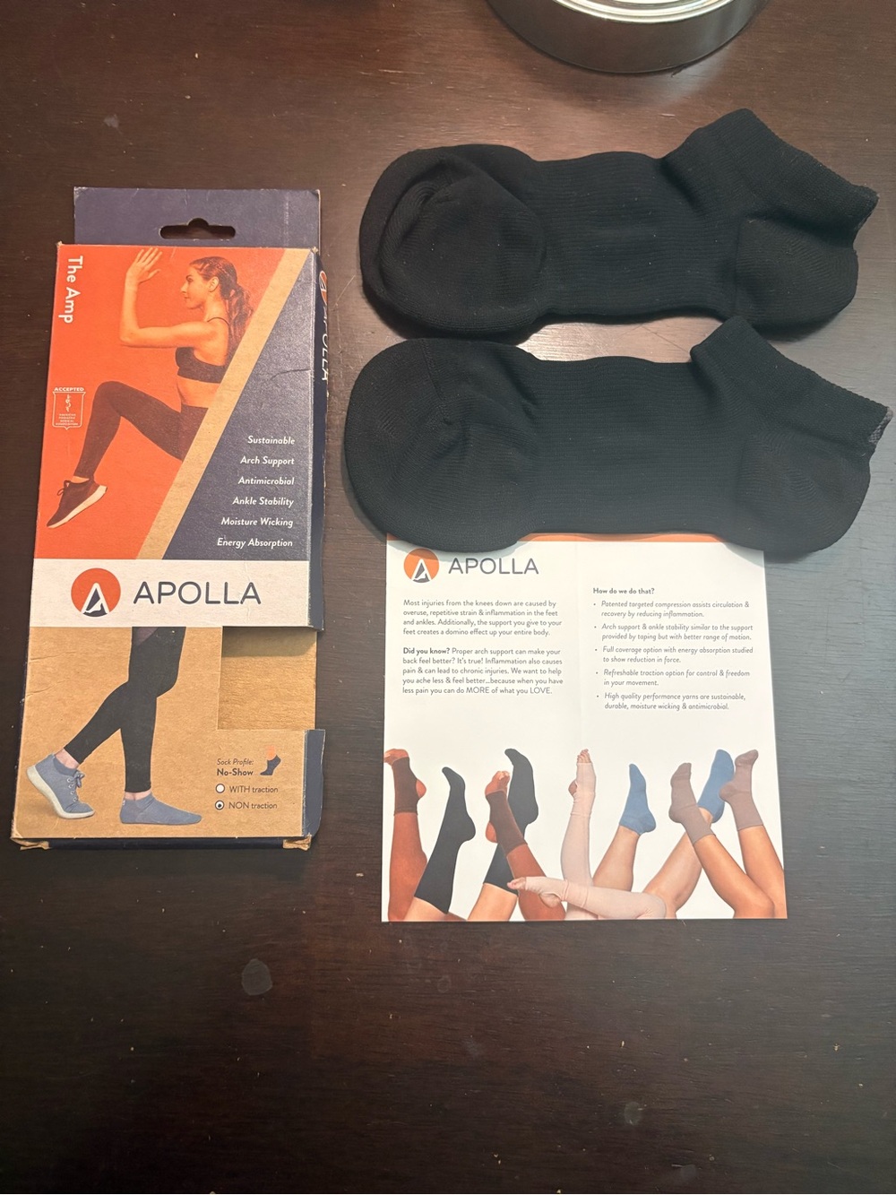 Apolla The Amp no show non traction compression socks. Size Large. Black. NWT!! - Picture 7 of 7